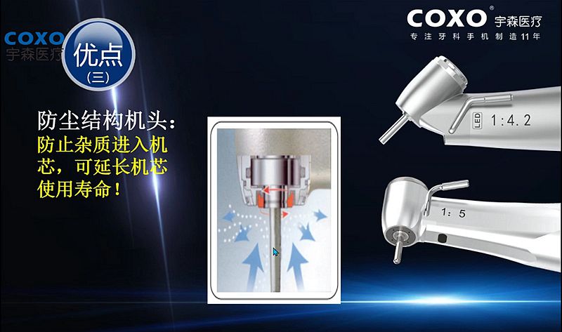 宇森牙科手機(jī)新品推介會(huì)，無(wú)菌拔牙手機(jī)、1:4.2增速反角光纖手機(jī)c7-3s。 科貿(mào)嘉友熱線(xiàn)17791999852
