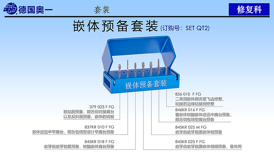 德國(guó)奧一修復(fù)車針嵌體預(yù)備套裝